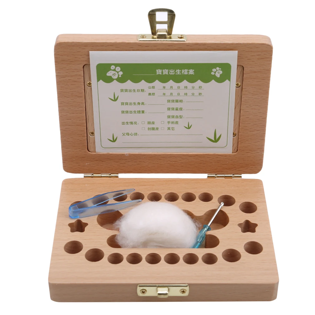 Простой стиль деревянная детская фоторамка сохранение лиственных зубов коробка для новорожденных коллекция зубов коробка на память - Цвет: Белый