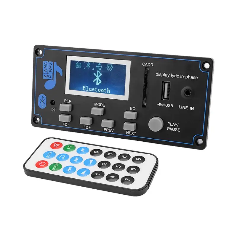 12V ЖК-дисплей Bluetooth MP3 декодер доска Поддержка FM радио AUX USB с текстами Дисплей