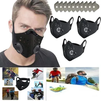 

Mask Washable Face Mask Filter Daily Use Face Covering Scarf 3pc Dust Mask with 10 Filters Pollution Respirator Dustproof Mask
