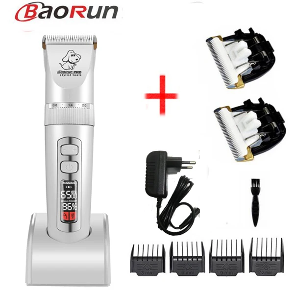 Профессиональный Baorun P9 триммер для собак машинка для стрижки собак уход за домашними животными и кошками бритвы Ножницы для волос - Цвет: WHITE P9 ADD 2 BLADE