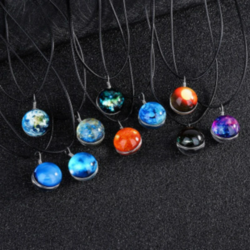 Luminous Galaxy Handmade Glass Ball Time Gem Pendant Necklace Glow]ing universe fantasy starry sky Jewelry Lovers Gift | Украшения и