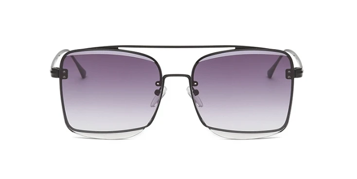 47136 квадратные обрезные солнцезащитные очки для мужчин и женщин модные UV400 очки - Цвет линз: black gray