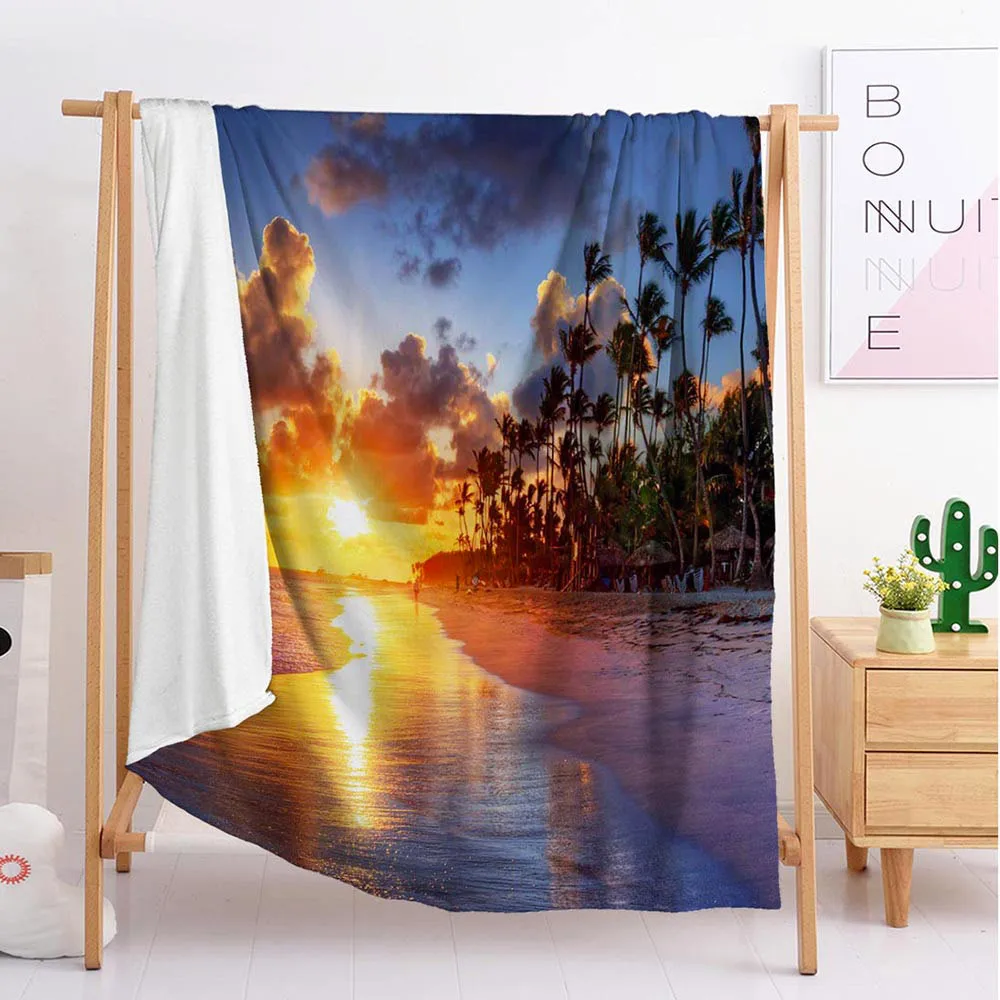 

2020 beautiful sunset export Custom blankets Large and small size throw blanket tapestry sleeping blanket soft flannel beddi