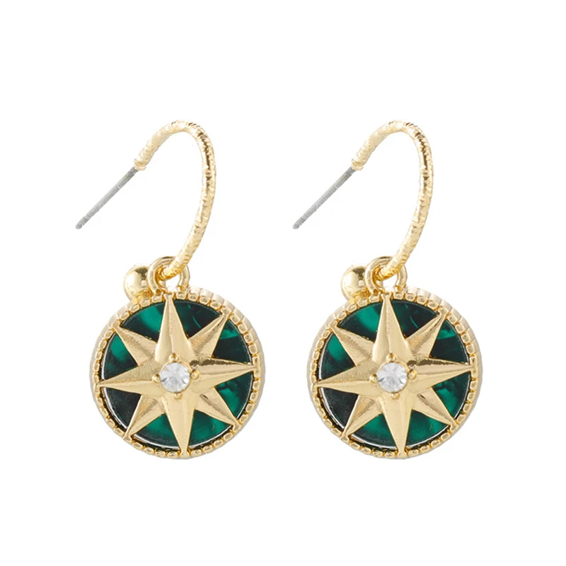 

2019 New Trendy Star Personality Lucky Compass Retro Earrings Fashion Simple Woman Girl Earrings Jewelry Gift 4ED213