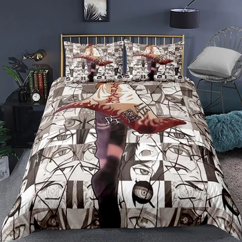

Naruto Bedding Set Janpanese Anime Soft Microfiber Duvet Cover Set with Pillowcase Full Queen King Size Home Comforter Cover Set