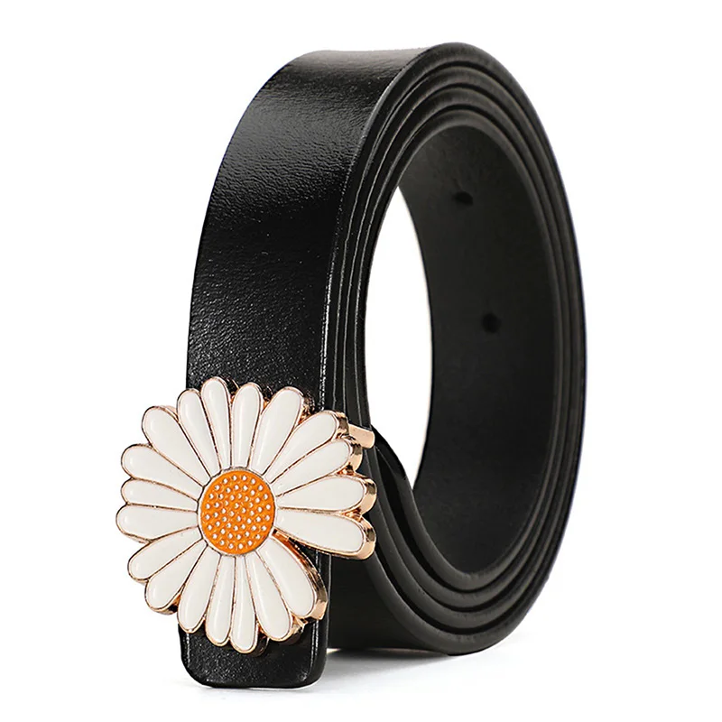 CANTIK Ladies Fashion Floral Pattern Alloy Slide Buckle Quality Cowskin Belts Jeans Clothing Accessorie Women 2.3cm Width FCA243 cantik unique design fashion swan pattern hollow automatic buckle quality ladies nylon