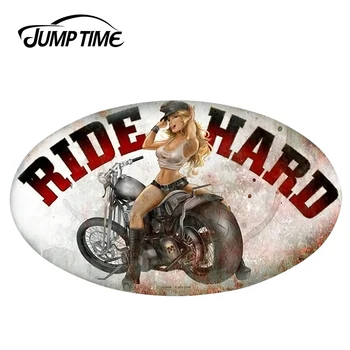 

JumpTime 13cm x 7.7cm Sexy Beauty JDM Retro Ride Hard Oval Pin-Up Girl Car Sticker Vinyl Car Bumper Windwos Waterproof Decals