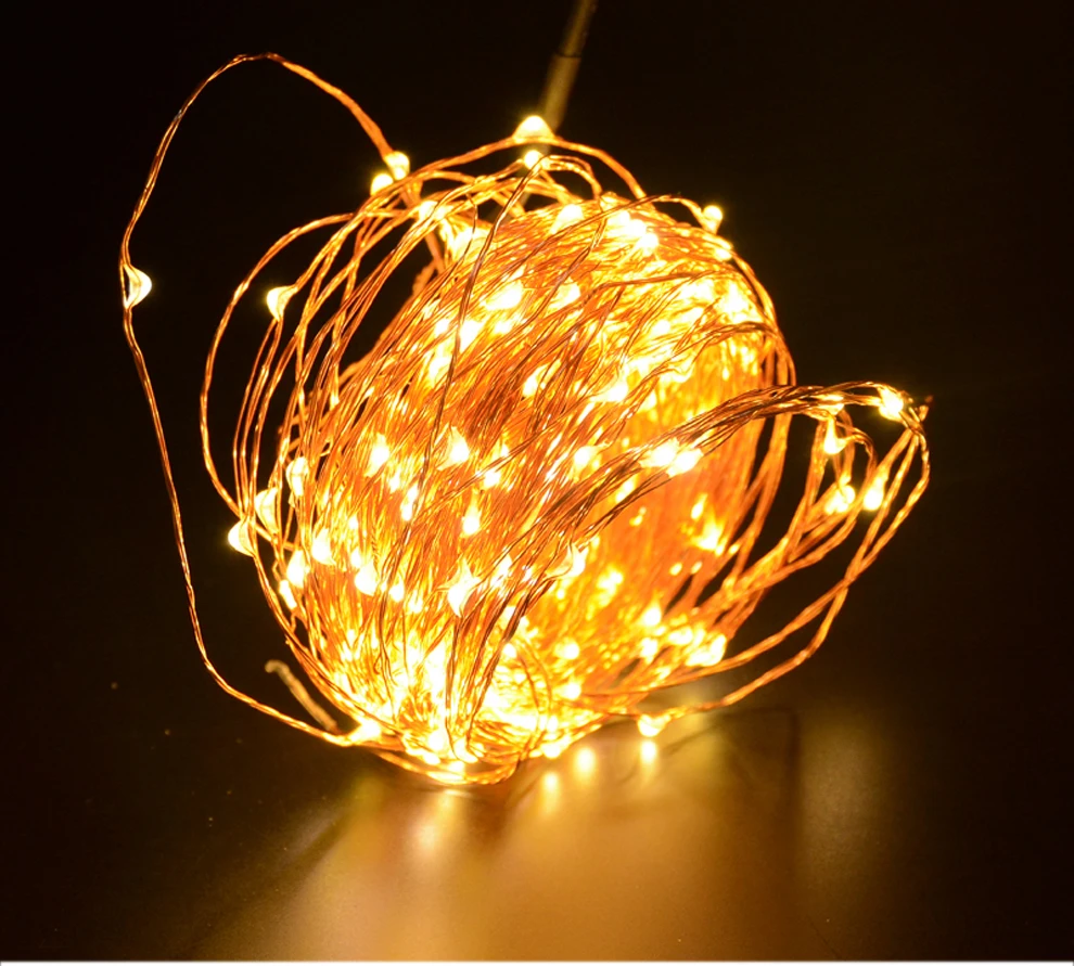10 м 33 фута светодиодный медный светильник гирлянда мерцающие гирлянды на батарейках Рождественская лампа Праздничная вечеринка Свадьба декоративный Сказочный светильник s