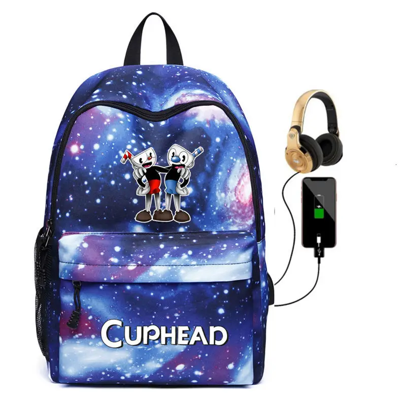 H Рюкзак Mugman для подростков с зарядкой через USB Mochila, холщовая школьная сумка для ноутбука, музыкальные дорожные сумки с гарнитурой, сумка на плечо - Цвет: H