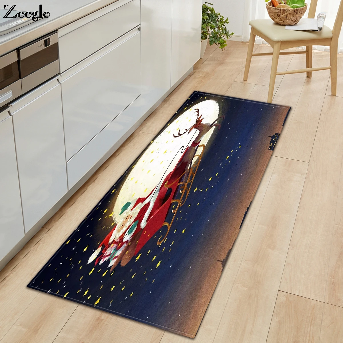 Zeegle Christmas Carpet Living Room Rug Anti-slip Bathroom Rug Shower Doormat Absorbent Hallway Carpet Floor Rug Bedside Mat