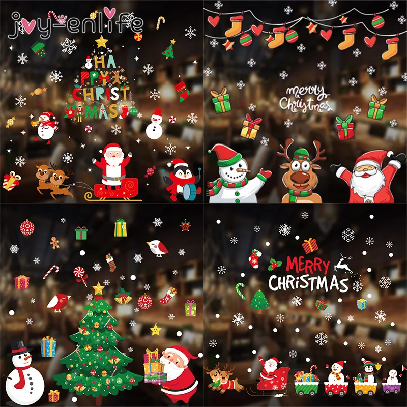 Wall-Stickers Christmas-Decorations Window Santa New-Year Glass for Murals Festival