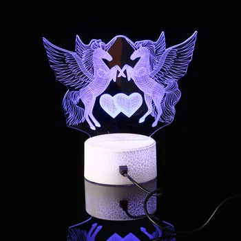 

1 Pc 3D Night Light Acrylic Durable Unicorn Table Lamp for Living Room