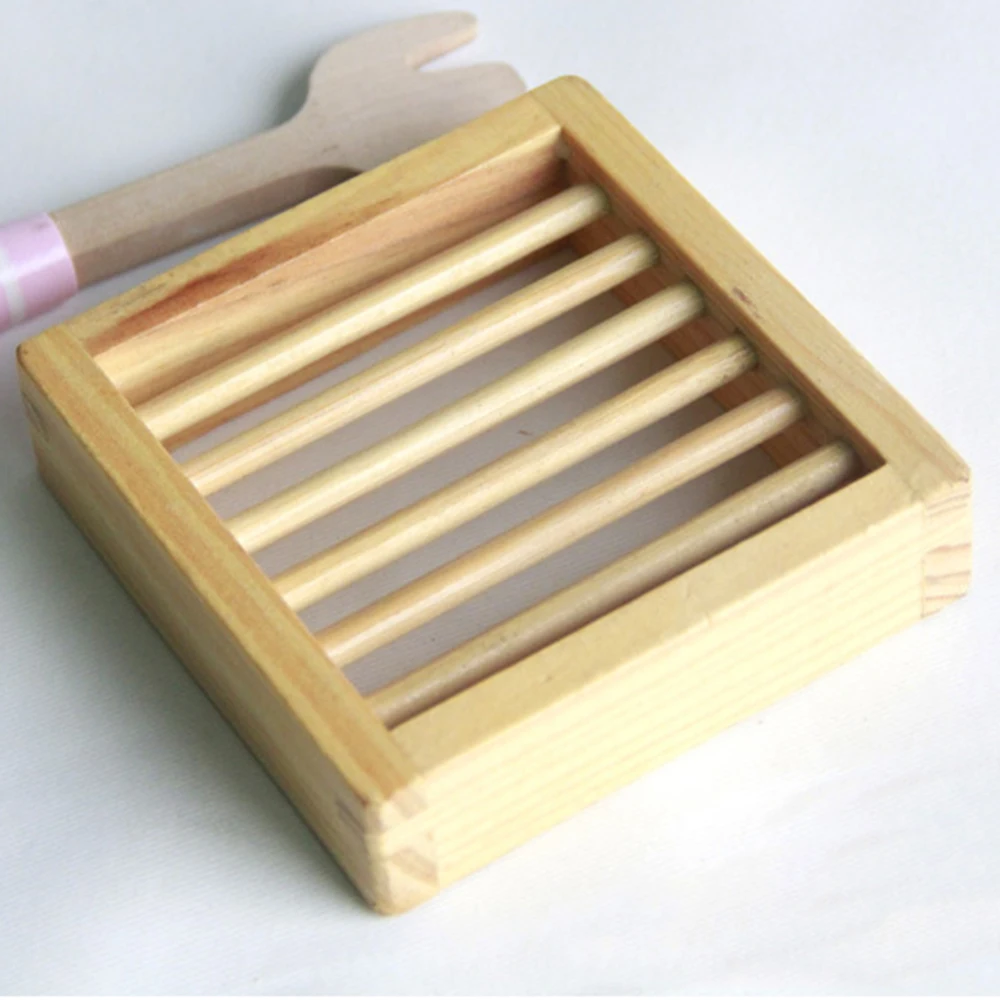 3pcs Natural Wooden Soap Tray Holder Container Storage Dish for Bathroom