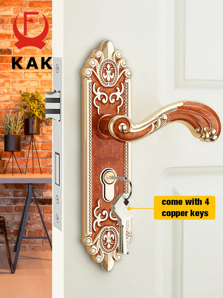 Door Lock European Style Door Locks With Keys Door Handle Security Entrance Lock Mute Anti-theft Hardware