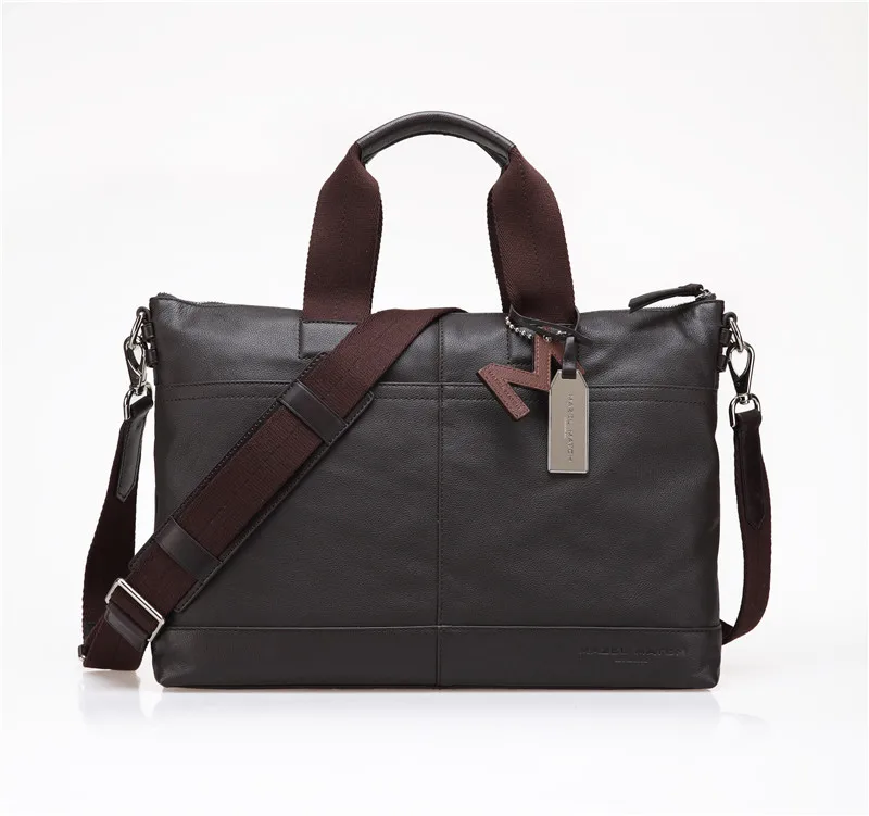 Chic Brand Genuine Leather Businessmen's Casual Laptop Briefcase Gray Handbag Authentic Cow Skin Male Large Cross Shoulder Bag