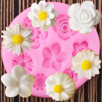 

3D Rose Flower Silicone Molds Cake Decorating Tools Plumeria Daisy Fondant Mold Candy Clay Chocolate Gumpaste Moulds