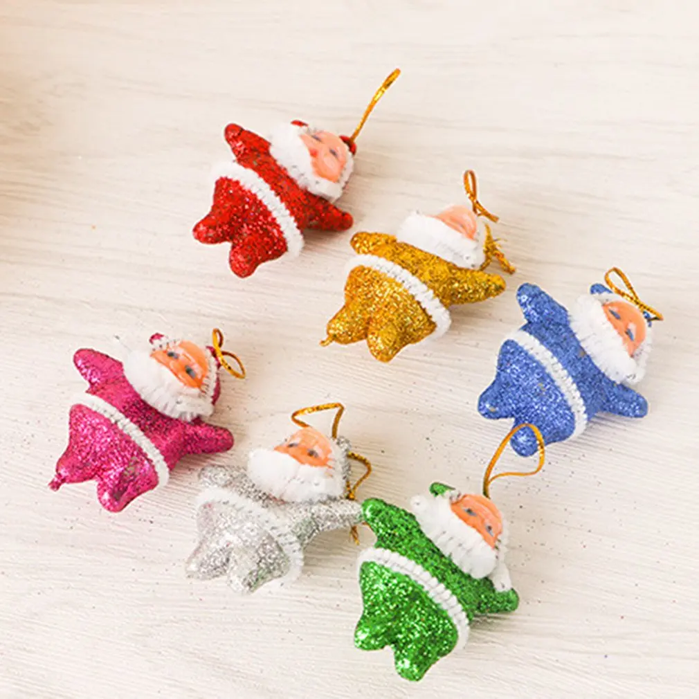 

6pcs/set Christmas Tree Decoration Hanger Pendant Santa Claus Doll Featival Accessories Party Decoration Kawaii
