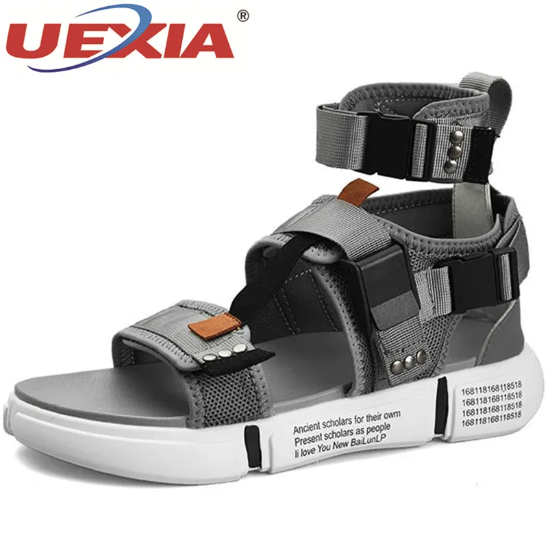 

UEXIA 2019 New Fashion Summer Mens Shoes Gladiator Sandals Open Toe Platform Beach Sandals Boots Rome Style Canvas Men Sandals
