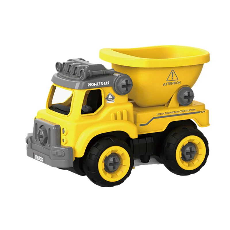 

RC Truck Toy, Dump Truck Remote Control Assembled Car, Yellow Car Toy Set Powered Car Toys for Boys Girls Kids Gift