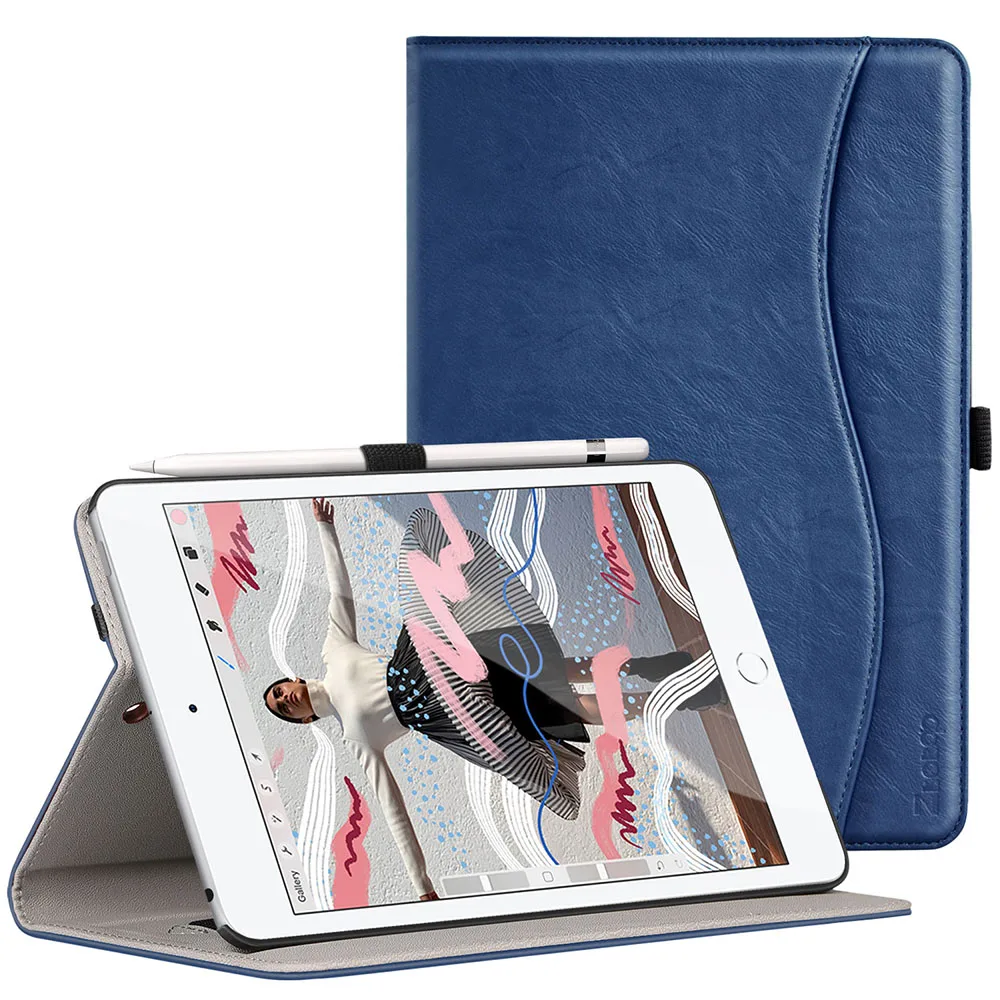Blue Ztotop чехол для iPad Mini 5 кожаный чехол-книжка с подставкой защитный чехол смарт-чехол с многоугольным обзором iPad Mini 5th Gen - Цвет: Blue
