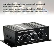 

AK270 HIFI Digital Stereo Audio Amplifier Audio Receiver AMP Dual Channel 20W+20W Home Car Volume Control Mini Audio Amplifier