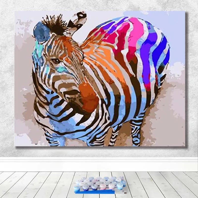 painting by numbers art paint by number Painted abstract zebra home background wall corridor decorative painting