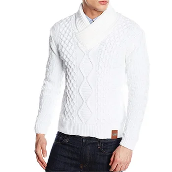

Autumn Winter Men Sweaters Fashion Long Sleeve V-Neck Lingge Solid Color Knitted Pullovers Slim Casual Thick Sweaters For Male