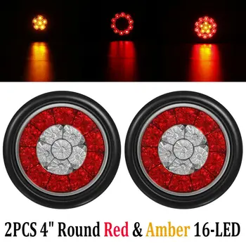 

Truck Turn Signal Universal Brake Lights Parts Round Red/Amber Trailer