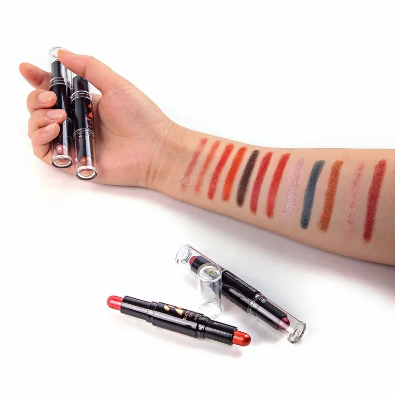 Double-end Eyeshadow Pen Long-lasting Brighten Shiny Waterproof Smudge-proof Eyebrow Stick mini eyeshadow stick smokey cosmetic