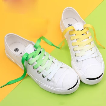 

1Pair / Colorful Shoelaces Flat Shoe laces Fashion Canvas Leisure Candy Party Fabric Shoelace Woman And Men Shoe lace