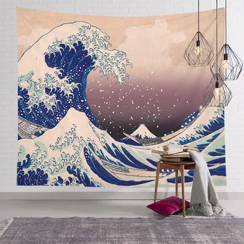 

Fuwatacchi Sea Wave Prints Wall Hanging Tapestry Bedroom Headboard Arras Carpets Astrology Blankets Home Decor Window Tapestries