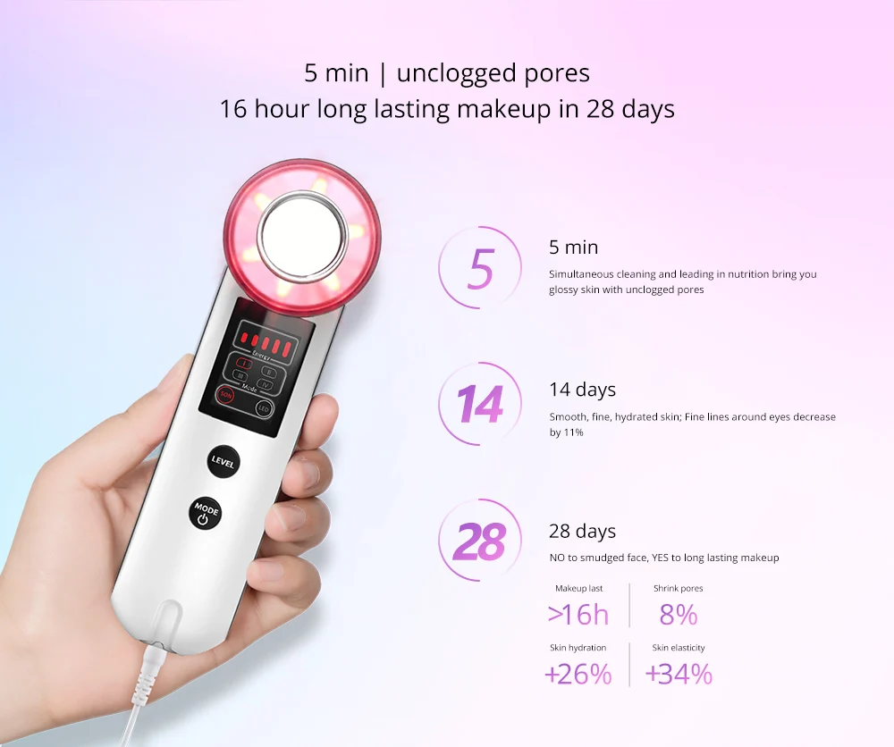 Multifunction do Fóton do Tratamento Conduziu a Pele Remove o Dispositivo a Luz Ultrassônica Cores Morta Portátil 7 5 A luz ultrassônica multifunction do fóton do