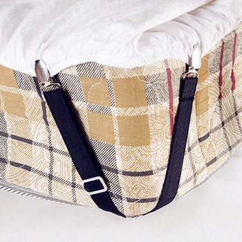 

6 Sides Bed Sheet Clips Black White Adjustable Bed Sheet Straps Fastener Elastic Mattress Clips Straps Sheet Holder