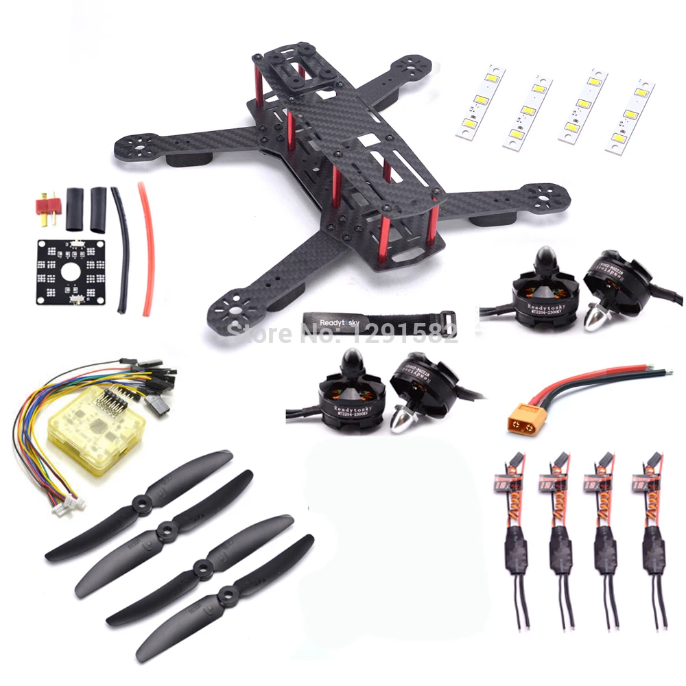 Карбоновая рама для квадрокоптера 250 мм 2204 2300kv simonk 12A Esc CC3D EVO Контроллер полета/Flysky