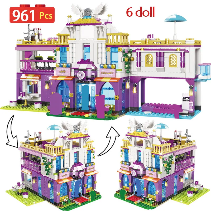 

961 PCS Girls Princess House Compatible legoinglys Private Luxury Villa Friends Figures Bricks Building Blocks Educational Toys