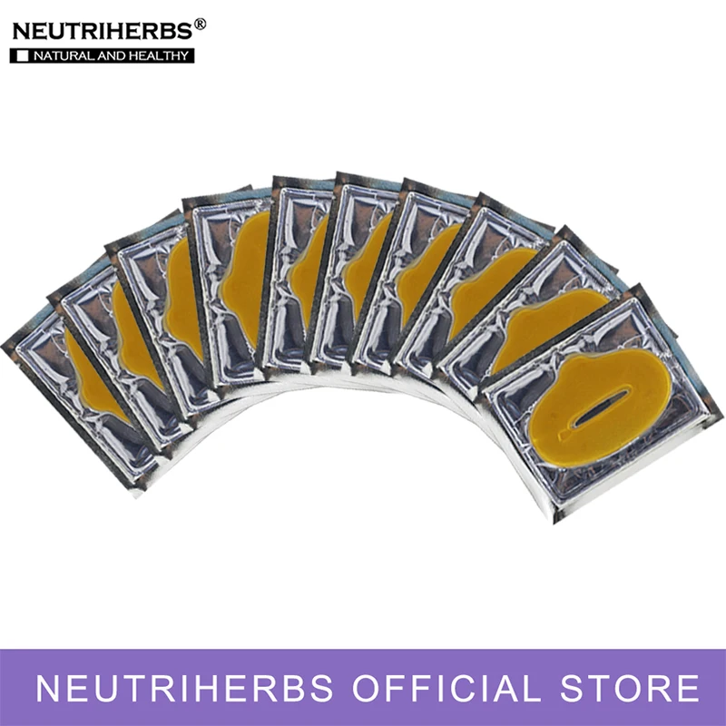 

10pairs NEUTRIHERBS 24K Gold Collagen Lip Mask Lip Exfoliator Moisturizing for Lips Anti-wrinkle Lip Pink Care