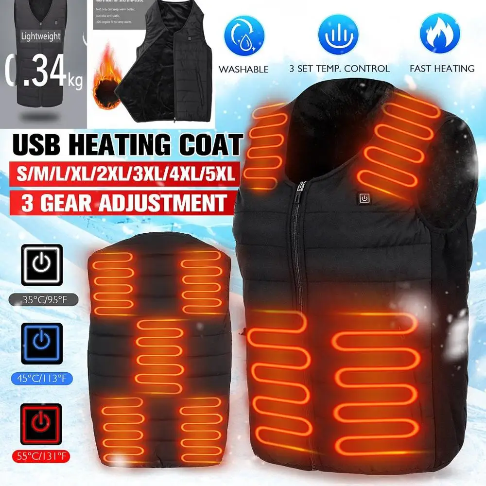9 Area Heated Electric Vest 3speed Adjustable Temperature Thicken Heated Jacket USB Vest Jacket Ultra Light For Camping SKiing