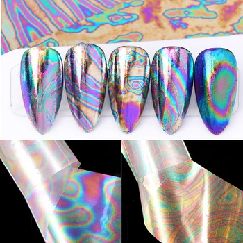 

10 Pieces Of Nail Foil Stickers Color Pattern Nail Stickers With Mirror Laser Effect Nail Art Decorations