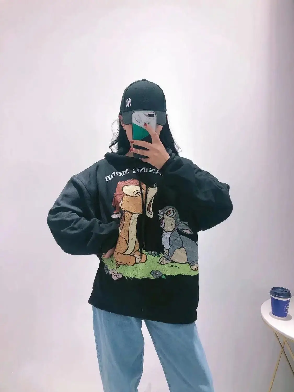 Najtaniej Odzież damska z kapturem bambi ciepła futerkowa podszewka cartoon nadrukowana góra płaszcz 2019 jesienno zimowa bluza z kapturem streetwear