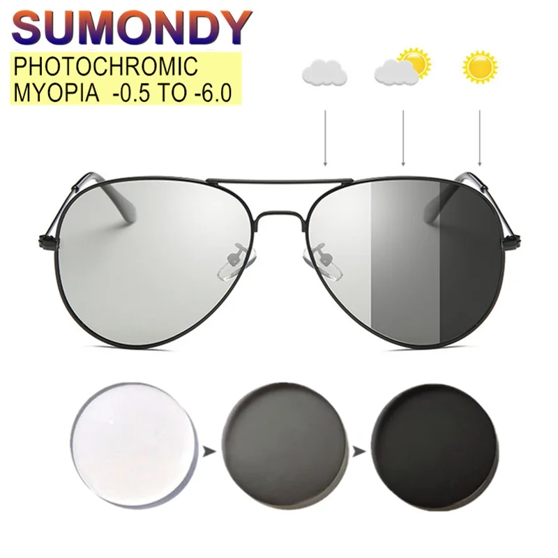 SUMONDY фотохромные Рецептурные очки для близоруких 0 5 до 6 Для женщин мужские классические оправа из сплава