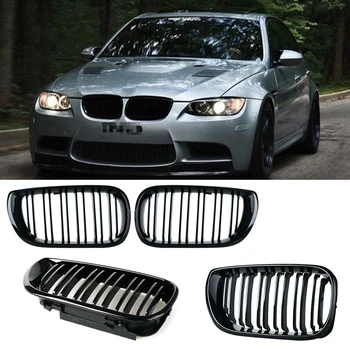 

1pair Grille For BMW 3 Series E46 4 Doors 02-05 Gloss Black Car Front Center Wide Kidney Double Slat Racing Grill Car-styling 8P