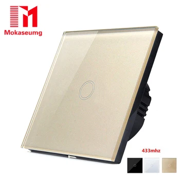 

EU Smart Switch RF 433mhz 1 gang 1 way Touch Switch Crystal Glass Panel Wall Light Switch AC170~240V For Hotel Home DIY