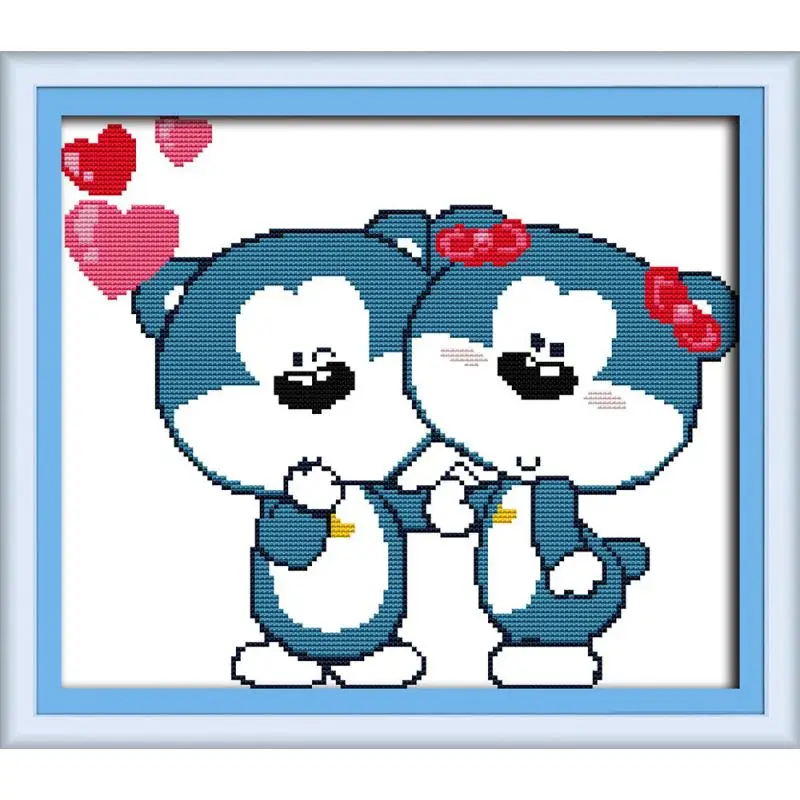 Joy Sunday Little Bear Lovers Chinese Counted Printed Pattern Cross Stitch Embroidery Needlework Sets New Year's Decor Baby Room | Дом и