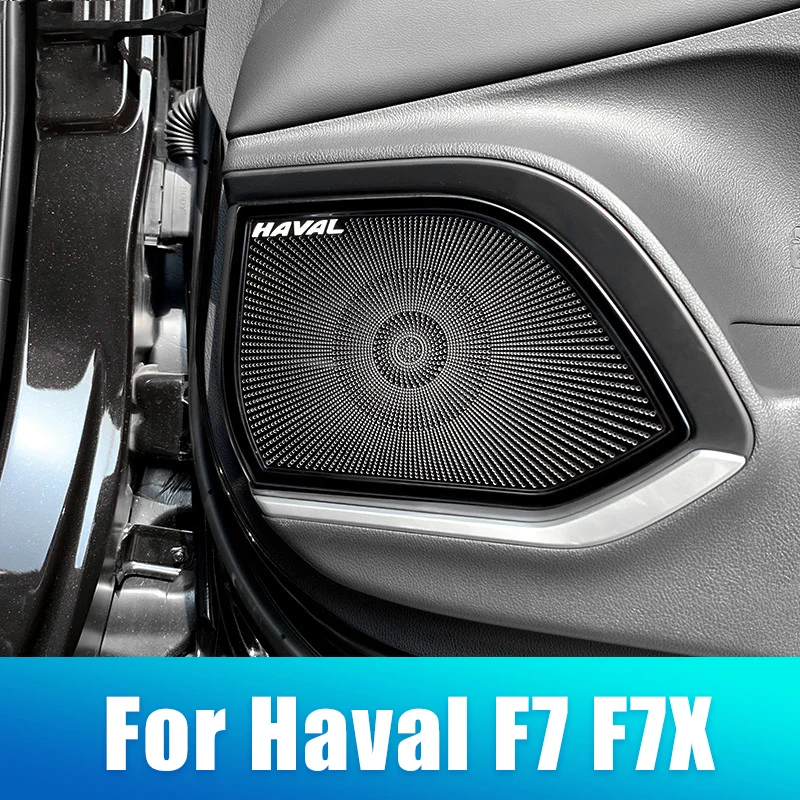 

Stainless Steel Car Door Audio Tweeter Speaker Stereo Cover Loudspeaker Trim Sticker For Haval F7 F7X 2019 2020 2021 Accessories