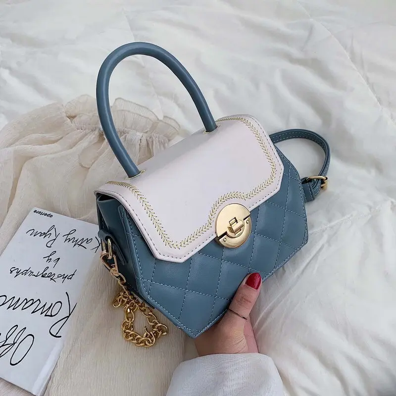 

Summer hexagonal female bag new 2019 Korean version of the female bag hit color single shoulder slung fashion chain small bag