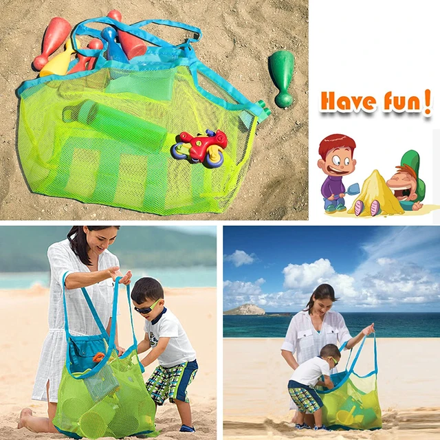 Beach Toys Tote Bag Children Protable Mesh Bag Kids Sand Away Beach Toys Clothes Towel Bag Baby Toy Storage Sundries Bags 2