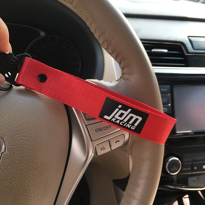 Горячая JDM Гоночный подвесной ремешок для ключей с зажимом и пряжкой, быстроразъемный брелок для ключей, красный/черный ремешок, материал, подвеска для ключей