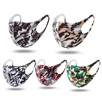 

Adult Unisex Dustproof Mouth Mask Contrast Color Camouflage Print 3D Face Masks Breathable Protective Elastic Earloop Cover