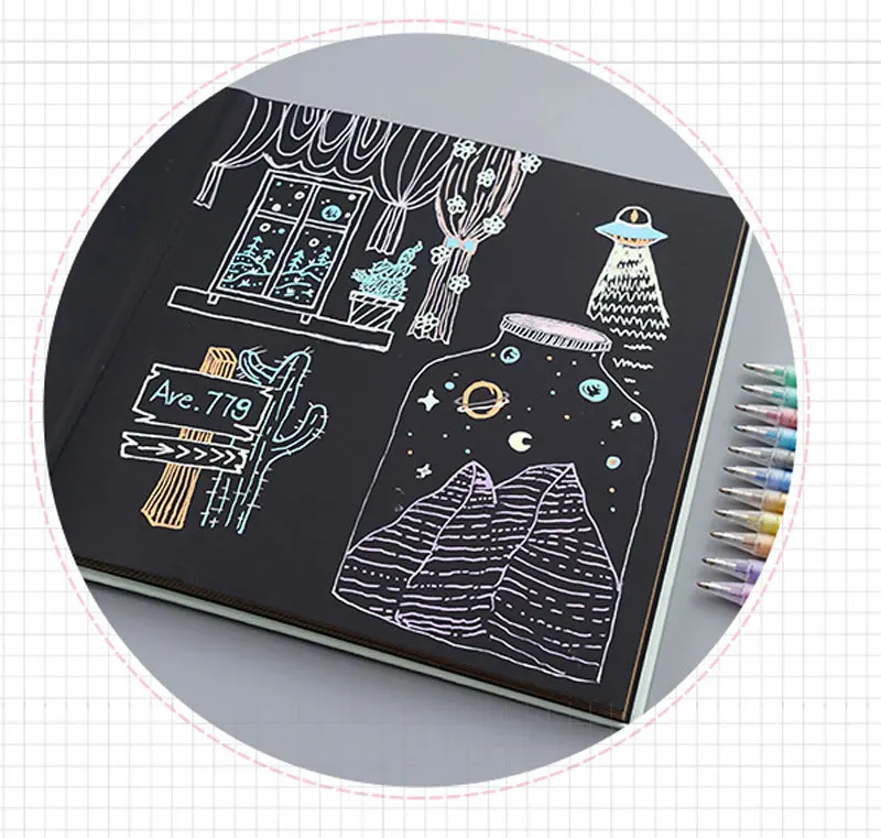 12 Teile/satz Gel Pen-Set Glitter Gel Stifte für Schule Büro Erwachsene Malbuch Zeitschriften Zeichnung Kritzeln Kunst Marker Zeichnung Stift – Detail 11
