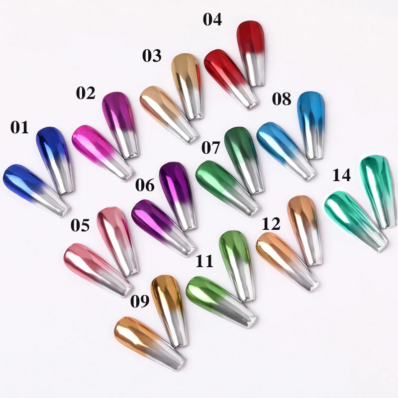 Nail Pigment 1 Box Nail Mirror Powder Glitter Metallic Color for Art UV Gel Polishing Rose Gold Silver Colors